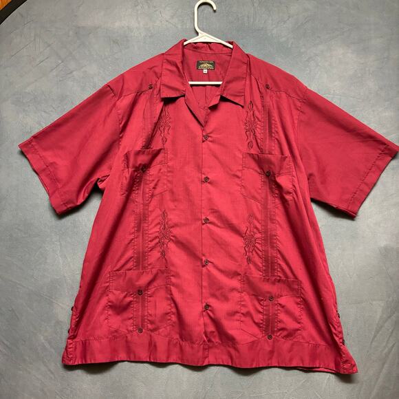 Yucatan Guayaberas Finas Shirt Mexico Made Mens 46 / US XL Embroider Button Down - Picture 1 of 15